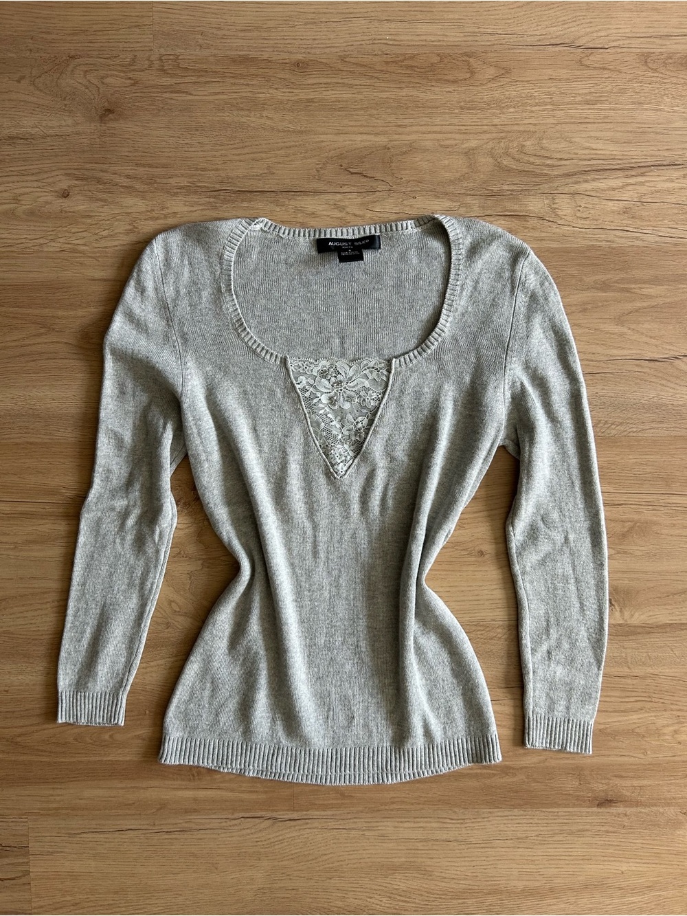 August Silk Lace Inset 3/4 Sleeve Top - 2000’s Bree Van de Kamp Core